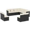Image de vidaXL Ensemble de salon de jardin 11 pièces avec coussins noir poly rotin
