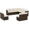 Image de vidaXL Ensemble de salon de jardin 11 pièces avec coussins Marron Poly rotin