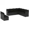 Image de vidaXL Ensemble de salon de jardin 9 pièces avec coussins noir poly rotin