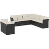 Image de vidaXL Ensemble de salon de jardin 9 pièces avec coussins noir poly rotin