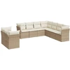 Image de vidaXL Ensemble de salon de jardin 9 pièces avec coussins beige Poly rotin