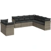 Image de vidaXL Ensemble de salon de jardin 9 pièces avec coussins Gris Poly rotin