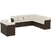 Image de vidaXL Ensemble de salon de jardin 9 pièces avec coussins Marron Poly Rattan