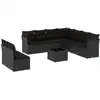 Image de vidaXL Ensemble de 10 canapés de jardin avec coussins noir poly rotin