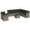 Image de vidaXL Ensemble de salon de jardin 10 pièces avec coussins Gris Poly Rattan