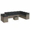 Image de vidaXL Ensemble de salon de jardin 11 pièces avec coussins Gris Poly rotin