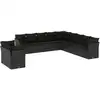 Image de vidaXL Ensemble de salon de jardin 11 pièces avec coussins noir poly rotin