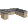 Image de vidaXL Ensemble de salon de jardin 11 pièces avec coussins Beige Poly Rattan