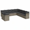 Image de vidaXL Ensemble de salon de jardin 11 pièces avec coussins Gris Poly rotin