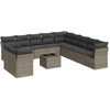 Image de vidaXL Ensemble de salon de jardin 12 pièces avec coussins Gris Poly rotin