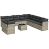 Image de vidaXL Ensemble de 12 canapés de jardin avec coussins gris clair Poly rotin
