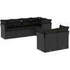 Image de vidaXL Ensemble de salon de jardin 7 pièces avec coussins noir poly rotin