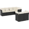 Image de vidaXL Ensemble de salon de jardin 7 pièces avec coussins noir poly rotin