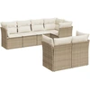Image de vidaXL Ensemble de salon de jardin 7 pièces avec coussins Beige Poly Rattan