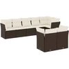 Image de vidaXL Ensemble de jardin canapé 8 pièces avec coussins Marron Poly rotin