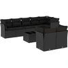 Image de vidaXL Ensemble de salon de jardin 9 pièces avec coussins noir poly rotin