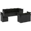 Image de vidaXL Ensemble de jardin canapé 8 pièces avec coussins noir poly rotin