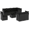 Image de vidaXL Ensemble de salon de jardin 9 pièces avec coussins noir poly rotin