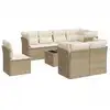 Image de vidaXL Ensemble de salon de jardin 9 pièces avec coussins beige Poly rotin