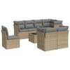 Image de vidaXL Ensemble de salon de jardin 9 pièces avec coussins beige Poly rotin