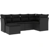 Image de vidaXL Ensemble de salon de jardin 6 pièces avec coussins noir poly rotin