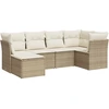 Image de vidaXL Ensemble de salon de jardin 6 pièces avec coussins Beige Poly Rattan