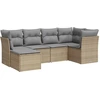 Image de vidaXL Ensemble de salon de jardin 6 pièces avec coussins Beige Poly Rattan