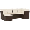 Image de vidaXL Ensemble de salon de jardin 6 pièces avec coussins Marron Poly Rattan