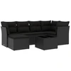 Image de vidaXL Ensemble de salon de jardin 7 pièces avec coussins noir poly rotin
