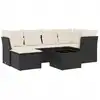 Image de vidaXL Ensemble de salon de jardin 7 pièces avec coussins noir poly rotin
