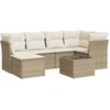 Image de vidaXL Ensemble de salon de jardin 7 pièces avec coussins Beige Poly Rattan