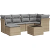 Image de vidaXL Ensemble de salon de jardin 7 pièces avec coussins Beige Poly Rattan