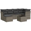 Image de vidaXL Ensemble de salon de jardin 7 pièces avec coussins Gris Poly rotin