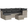 Image de vidaXL Ensemble de salon de jardin 7 pièces avec coussins gris clair Poly rotin