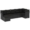 Image de vidaXL Ensemble de salon de jardin 7 pièces avec coussins noir poly rotin