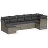 Image de vidaXL Ensemble de salon de jardin 7 pièces avec coussins Gris Poly rotin