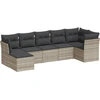 Image de vidaXL Ensemble de salon de jardin 7 pièces avec coussins gris clair Poly rotin