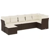 Image de vidaXL Ensemble de salon de jardin 7 pièces avec coussins Marron Poly rotin