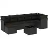 Image de vidaXL Ensemble de jardin canapé 8 pièces avec coussins noir poly rotin