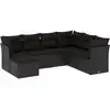 Image de vidaXL Ensemble de salon de jardin 7 pièces avec coussins noir poly rotin