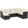 Image de vidaXL Ensemble de salon de jardin 7 pièces avec coussins noir poly rotin