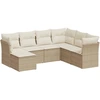 Image de vidaXL Ensemble de salon de jardin 7 pièces avec coussins Beige Poly Rattan