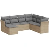 Image de vidaXL Ensemble de salon de jardin 7 pièces avec coussins Beige Poly Rattan