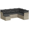 Image de vidaXL Ensemble de salon de jardin 7 pièces avec coussins gris clair Poly rotin