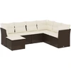 Image de vidaXL Ensemble de salon de jardin 7 pièces avec coussins Marron Poly rotin