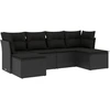 Image de vidaXL Ensemble de salon de jardin 6 pièces avec coussins noir poly rotin
