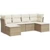 Image de vidaXL Ensemble de salon de jardin 6 pièces avec coussins Beige Poly Rattan