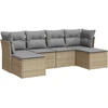 Image de vidaXL Ensemble de salon de jardin 6 pièces avec coussins Beige Poly Rattan