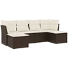 Image de vidaXL Ensemble de salon de jardin 6 pièces avec coussins Marron Poly Rattan