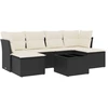 Image de vidaXL Ensemble de salon de jardin 7 pièces avec coussins noir poly rotin